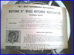 NOS VINTAGE Mid Century Modern Retro NUTONE 8010 Kitchen Exhaust WALL FAN 8 08 Tgt 
