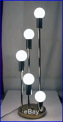 1 Vtg Table Lamp MID Century Modern 5 Light Brass Retro Clover Lamps Reggiani