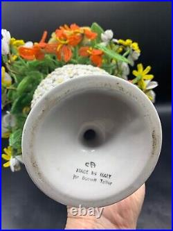 12 1/2 Tall French Beaded Flower Arrangement- Italy Ceramic Base-bonwit Teller