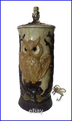 16 1973 Mid Century Ceramic Owl Lamp Tall Handpainted Statement Huge Works
