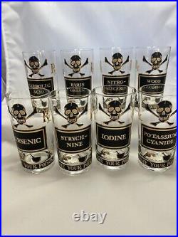 17 Piece Georges Briard Poison Highball Glasses withSwizzle Sticks