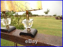 18617 Vintage Pair of Mid Century Danish Table Lamps w Orig Shades Retro Lights