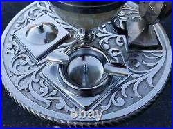 1940's Art Deco Lighted Chrome Floor Ashtray Smoking Lounge WithElectric Lighter