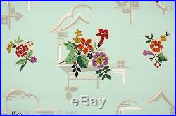 1940s Vintage Kitchen Wallpaper Purple Orange Red and Yellow Flowers on Green