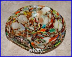 1950 1960 Mid Century MURANO Barovier Toso Art Glass Bowl Silver & Gold Flecks