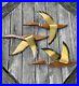 1950's Vintage Flying Birds Wall Art Decor MCM Ducks Teak & Brass Set of Three