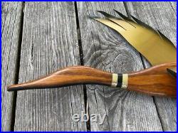 1950's Vintage Flying Birds Wall Art Decor MCM Ducks Teak & Brass Set of Three