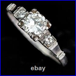 1950s Diamond Platinum Engagement Ring Vintage Estate Retro Mid Century Bridal