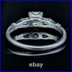 1950s Diamond Platinum Engagement Ring Vintage Estate Retro Mid Century Bridal