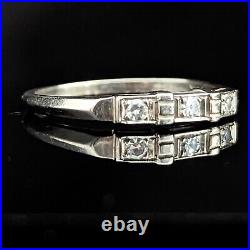 1950s Diamonds 14k White Gold Wedding Band Vintage Mid Century Retro Bridal Gift