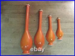 1950s Mid Century Modern Design Plaster Orange Genie Bottle Wall Plaque Lot of 4