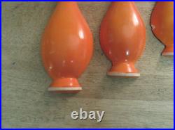 1950s Mid Century Modern Design Plaster Orange Genie Bottle Wall Plaque Lot of 4