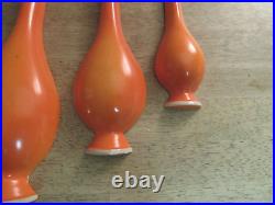 1950s Mid Century Modern Design Plaster Orange Genie Bottle Wall Plaque Lot of 4