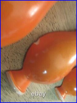 1950s Mid Century Modern Design Plaster Orange Genie Bottle Wall Plaque Lot of 4