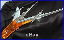 1955 Pontiac Hood Ornament of Silver Jet with Front Face of Deep Yellow Lucite
