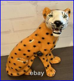 1960's Mid Century Ceramic Tiger Cheetah Hollywood Regency