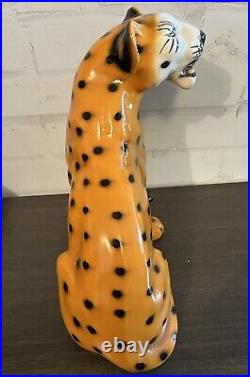 1960's Mid Century Ceramic Tiger Cheetah Hollywood Regency