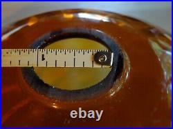 1960s-1970s Mid-Century Amber Glass Pendant 8 SWAG LIGHT GLOBES