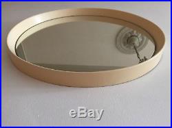 1960s 1970s Mid Century Round Wall Mirror Cream Plastic Vintage Retro 41cm