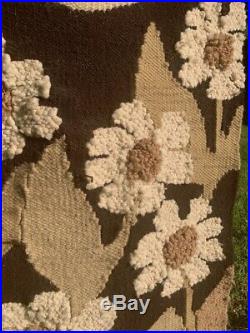 1960s Hand Woven Wall Hanging Tapestry Moonflowers Moon 5' LARGE Carol Owen MOD