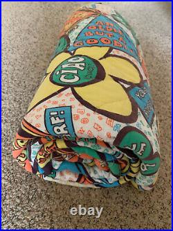 1960s Original Vintage Quilted Groovy Psychedelic Sleeping Bag 32 x 73.5
