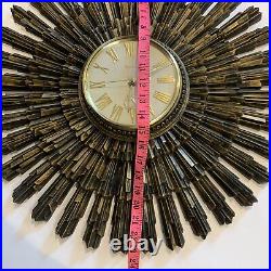 1969 Syroco 22 Sunburst Wall Clock Brutalist Starburst Atomic MCM Hands Broken