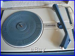 1970s Blue and grey Reve Evernice valve Portable vintage Record player italian