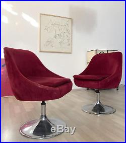 1of6 VINTAGE RETRO MID CENTURY 60s 70s TULIP SWIVEL LOUNGE CHAIR SHELL SHAPED