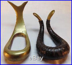2 Carl AUBOCK AUBÖCK AUSTRIA Pipe Holder, Wrapped Leather, Solid Brass