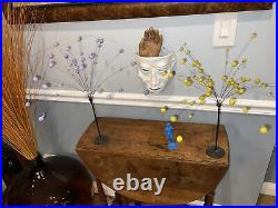 2 LAURIDS LONBORG style Kinetic Wire Sculpture Mobile MID CENTURY Yellow & Pink