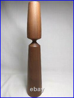 2 Mid-Century-Modern Danish Wooden Teak Candlesticks Candle Holders 9.75