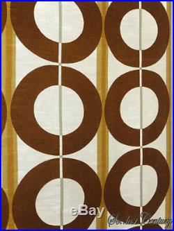 2 PAUSA vintage fabric curtains drapes brown white retro Mid-Century Panton 70s