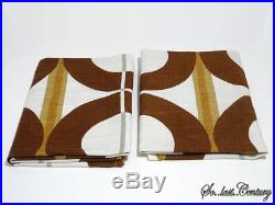 2 PAUSA vintage fabric curtains drapes brown white retro Mid-Century Panton 70s