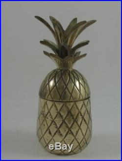 2 Small Vintage Retro Solid Brass Pineapple Trinket Boxes c. 1960s 1970s
