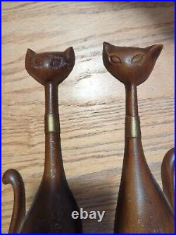 2 VINTAGE SEXTON USA MID CENTURY METAL WALL ART SIAMESE CATS ORIGINAL MCM 1960s