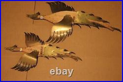 2 VTG Mid Century Modern Flying Pheasant Metal Wall Art Masketeers Retro 1960's