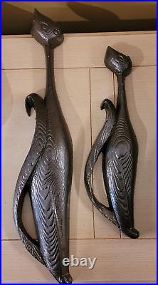 2 VTG SEXTON SIAMESE CATS Mid Century Modern Cast Metal Wall Hangings