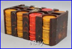 2 Vintage Catalin Bakelite Complete Poker Chips & Bakelite Catalin Caddys, NR