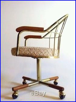 2 Vintage Milo Baughman Dining Mid Century Modern Chair Office Brass Swivel Clam
