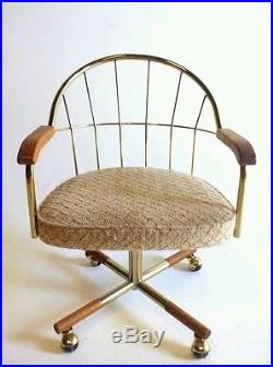 2 Vintage Milo Baughman Dining Mid Century Modern Chair Office Brass Swivel Clam