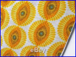 2 Vintage fabric curtains drapes orange floral flowers retro Mid-Century 70's