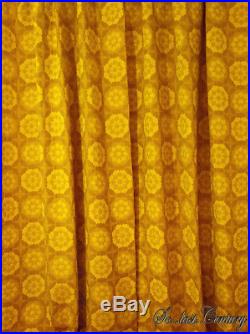 2 Vintage fabric curtains drapes orange flowers floral retro Mid-Century 70's