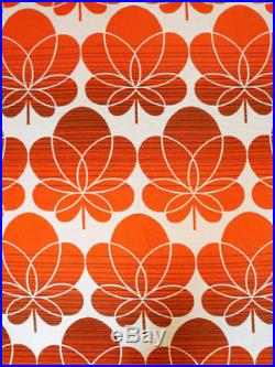 2 from 4 vintage fabric curtains drapes orange retro mid century design 60s 70s