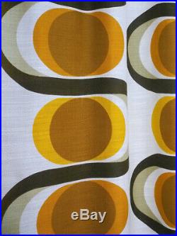 2 vintage fabric curtains drapes orange retro Mid-Century OP Art Panton 70's