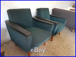 2 x Design Sessel 50 60 Jahre Vintage blau alt retro chair Mid century Garnitur