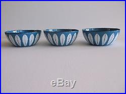 3 Mid Century Modern Catherine Holm Lotus 4 Enamelware Bowl Blue White Norway