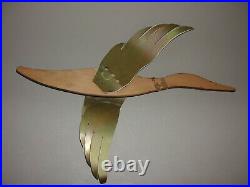 3 Vintage Masketeers Flying Geese Ducks Wall Art Mid Century Modern Wood Brass