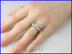 3Ct Diamond & Ruby Retro Period Mid Century Vintage Ring 14K White Gold Finish