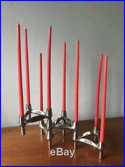 4 Vintage Dansk Design Candle Holder RETRO MID CENTURY art deco nagel style 4