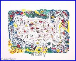 50's RETRO Vintage Style State Souvenir MID CENTURY Tablecloth UNITED STATES MAP